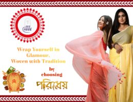 Models wearing sarees to Showcase Bengali New year celebrations.