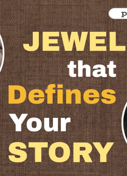 A pair of intricately designed jhumkas showcasing the elegance of Indian fashion jewellery, with the tagline "Jewellery That Defines Your Story."