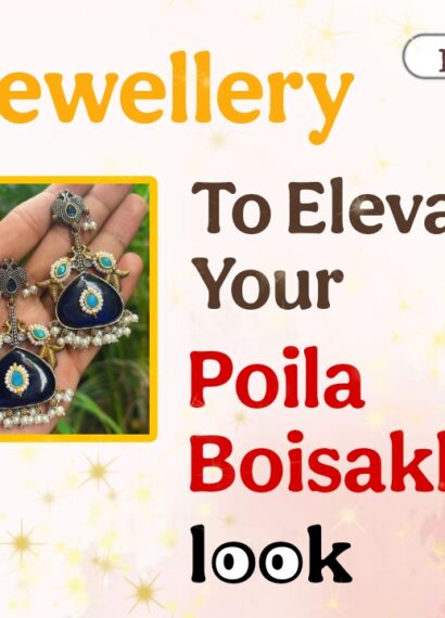 Three stunning pairs of modern Indian earrings and jhumkas designed to complement your Poila Baishakh jewellery collection.