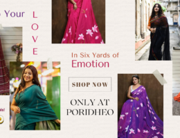 Six elegant women draped in vibrant sarees from Poridheo’s Raksha Bandhan saree collection, each showcasing a unique colour and style.